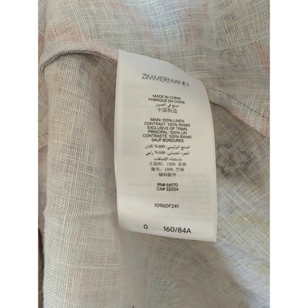 NWOT $950 Zimmermann Illustration Buttoned Belted Floral Linen Mini Dress size 0 - Picture 7 of 9